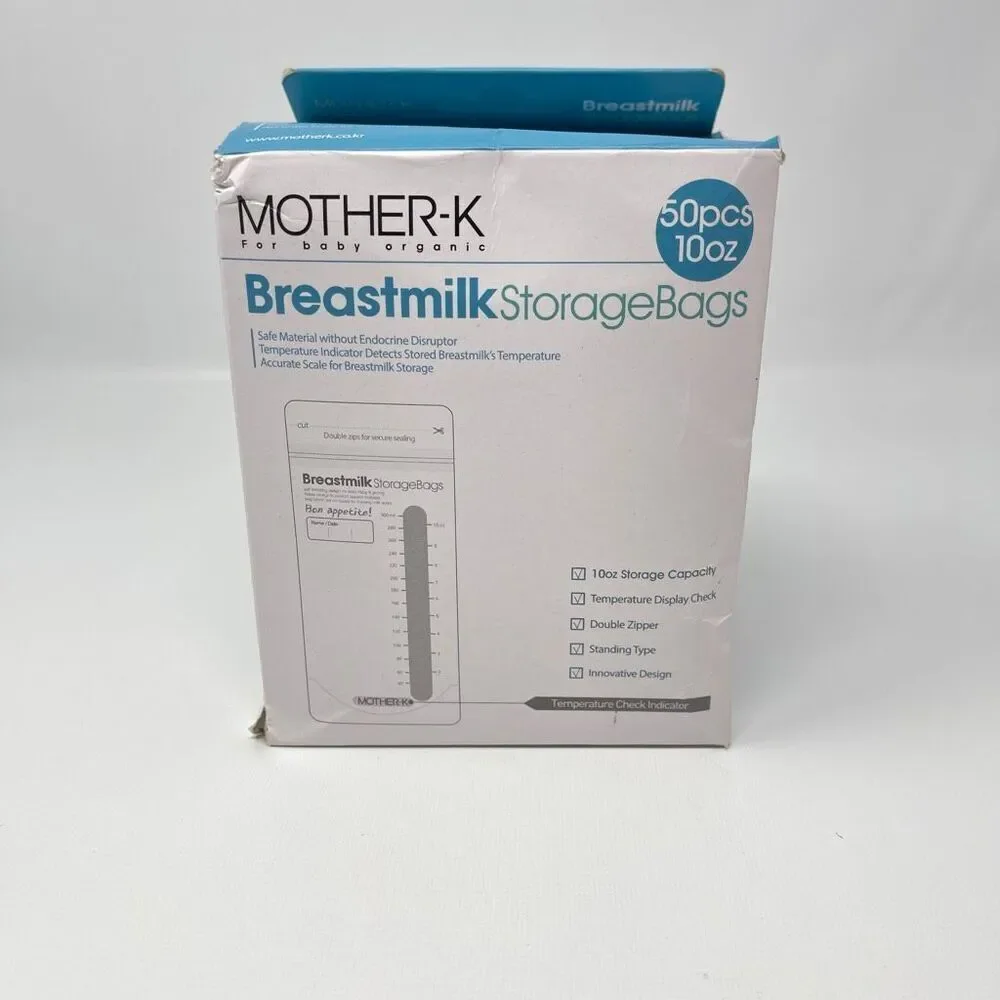 Mother-K Breast Milk Storage Bags 10 Oz 50 Pack Open Box New